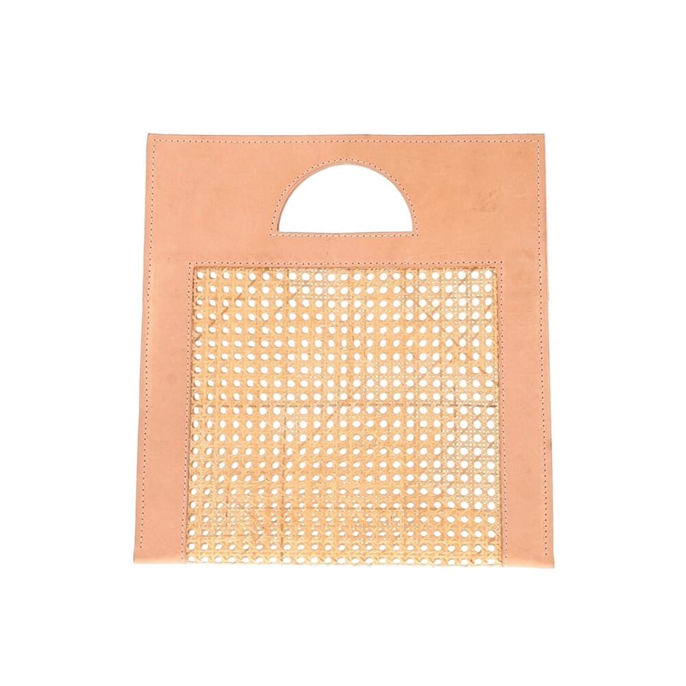 Glad & Young leather Rattan cane Clutch handbag